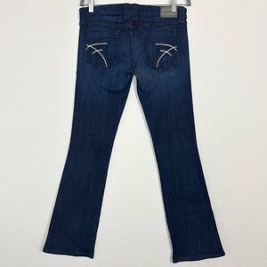 Frankie B. Dark Blue Bootcut Jeans with White Pocket Stitching